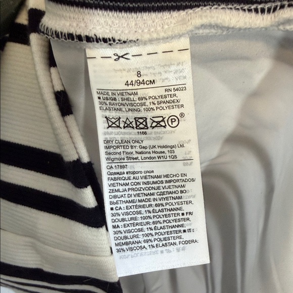 Banana Republic Asymmetrical Black and White Striped Dress With Button Accent 8 - Picture 5 of 6